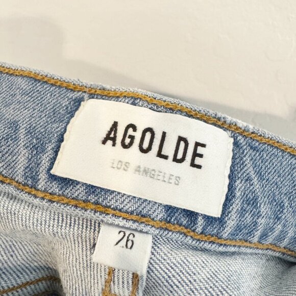Agolde Denim Nico High Rise Slim Fit Jeans Button Fly Cliffside Blue Casual 26 - Picture 5 of 10